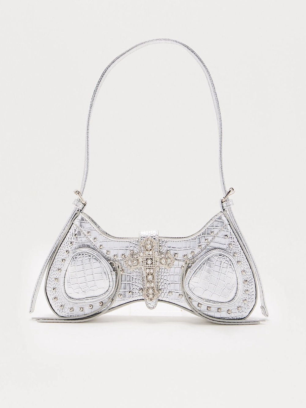 Silver Embossed Handbag - Picture 3 of 4